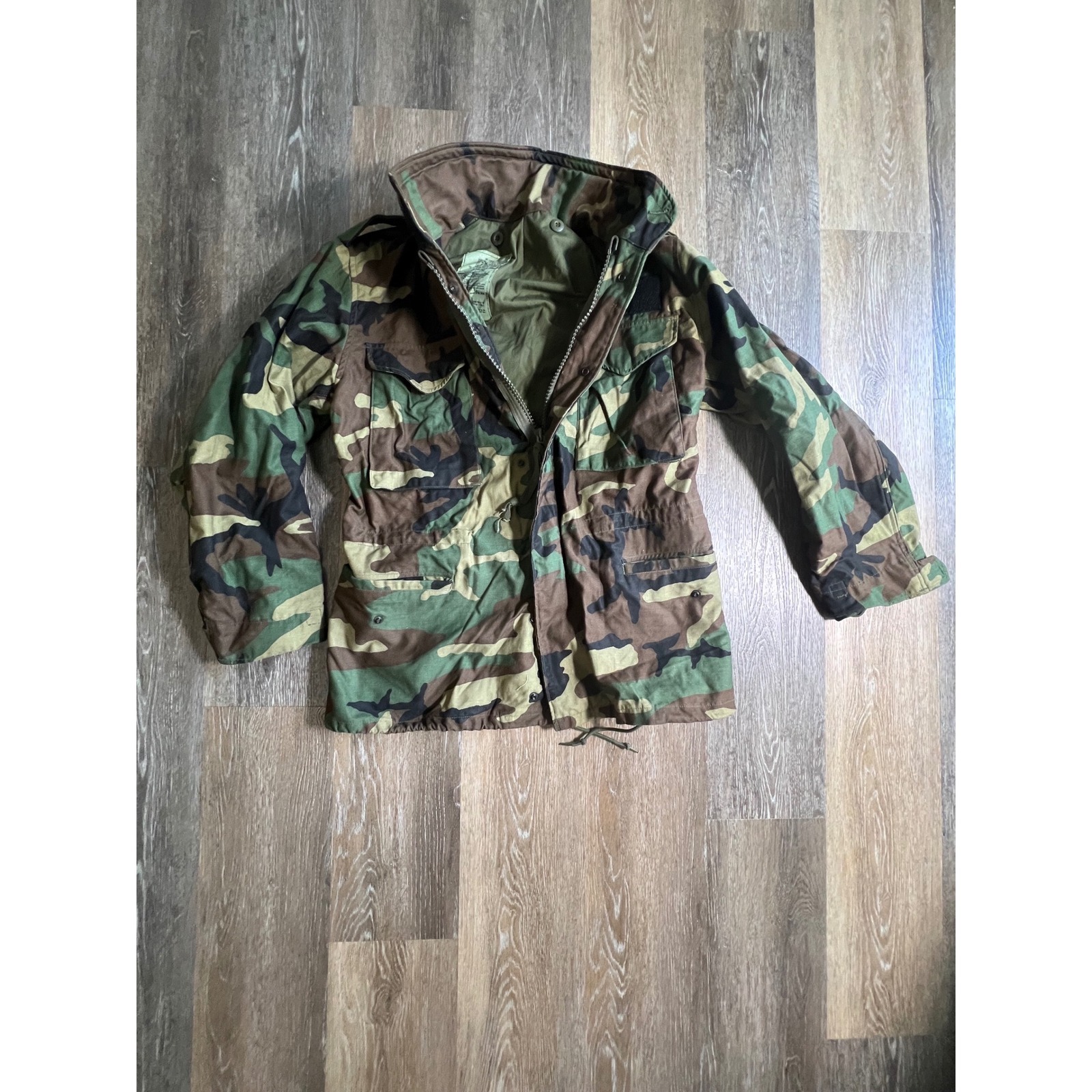 Alpha Industries M-65 Field Jacket Mens Small Regular Camo Good Woodland Coat